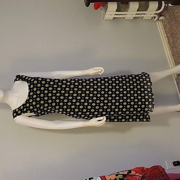 VTG DANA KAY Retro 1940s Green Polka Dot Chiffon Overlay Sleeveless Sheath Dress - Picture 2 of 10